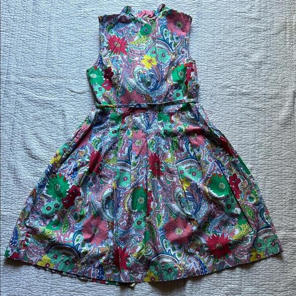 Talbots Floral Midi Button-Down Dress, ruffle detail, adjustable waist ties, 10 - Picture 6 of 8